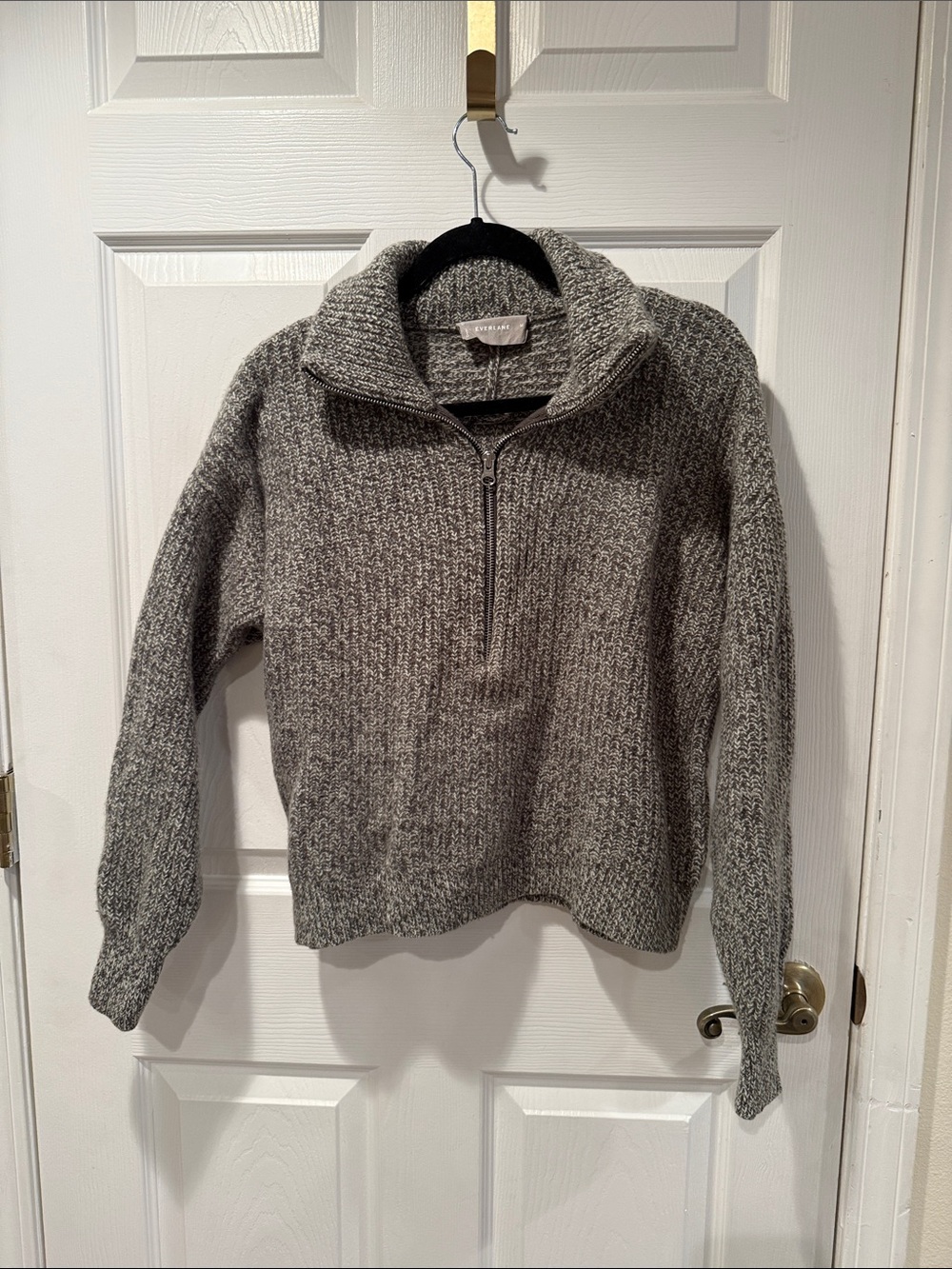 EVERLANE Wool Half-zip Pullover Sweater in Green Heather